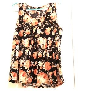Black and peach colored floral tank